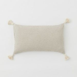 ✨ H&M Tasseled Cushion Cover cream ivory large pillow tassels boho striped retro